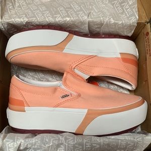Vans Checkerboard Stacked Slip-On Sneaker Peach W